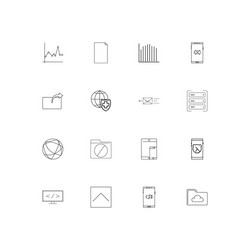 network and database linear thin icons set vector image