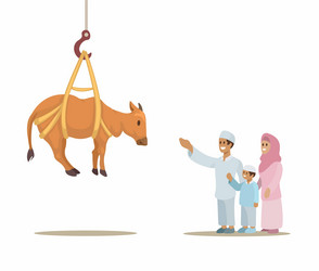 Pakistan lift cattle throught crane tradition vector