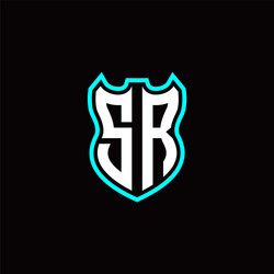 s r initial logo design with shield shape vector image