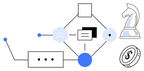 abstract workflow with strategy icons vector image