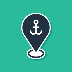 blue map pointer with anchor icon isolated vector image