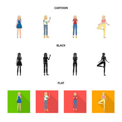 isolated object of posture and mood icon set vector image