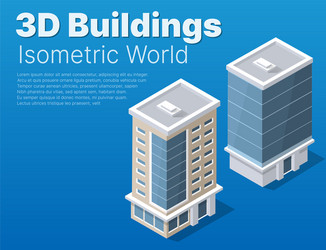 Isometric 3d module block district part vector