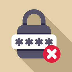 padlock showing wrong password with cross mark vector image