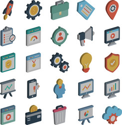 web design and seo isometric icons set tha vector