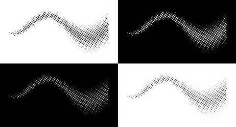 halftone waves set circle dots pattern vector image