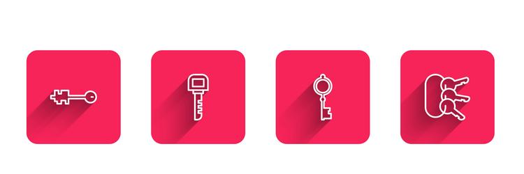 set line old key and bunch of keys with long vector image