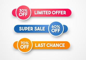 label set with big button and price cut offer vector