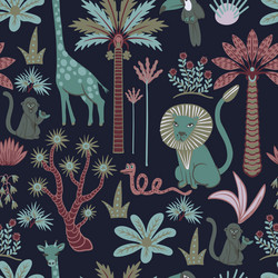 seamless pattern with simple animals trees vector image