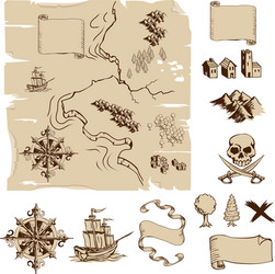 Treasure Map Elements & Graphics vector image