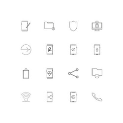 network and database simple linear icons set vector image