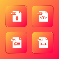 set eps file document php doc and xml icon vector image