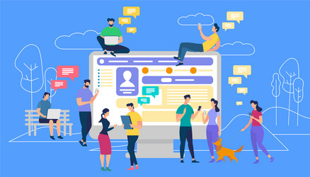 communication via internet social networking vector image