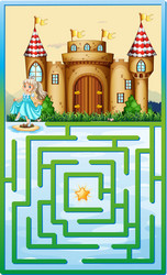 Game template with princess and castle vector