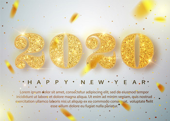 happy new year banner with gold 2020 numbers vector