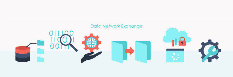 highly protected data network elements flat set vector image