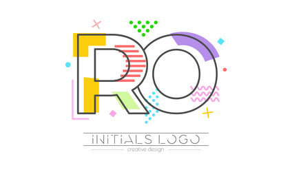 letters r and o merging of two initials vector image