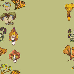 Seamless border of different mushrooms vector