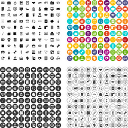 100 department icons set variant vector