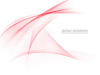 Red wav abstract background with curves lines Vector Image