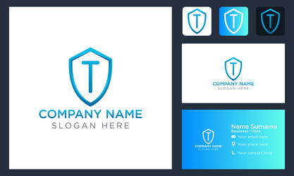 Initial letter t shield logo design template vector