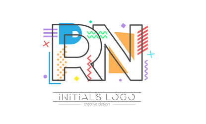 letters r and n merging of two initials vector image
