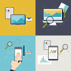 set of web analytics information and development vector image