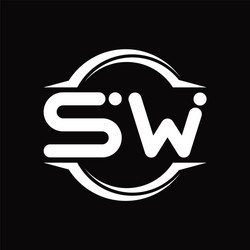 sw logo monogram with circle rounded slice shape vector image