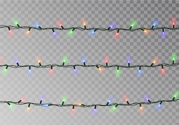christmas color lights string transparent effect vector image