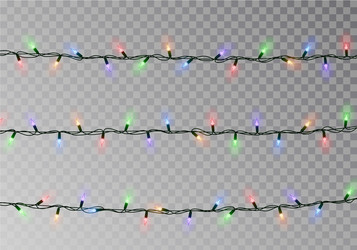 Christmas color lights string transparent effect vector