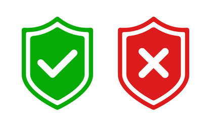 green and red shield icon with rounded check mark vector image