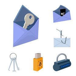 hacker and hacking cartoon icons in set collection vector image