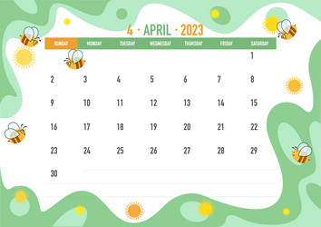 april month business calendar for 2023 vector