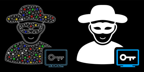 bright mesh wire frame computer hacker icon vector image
