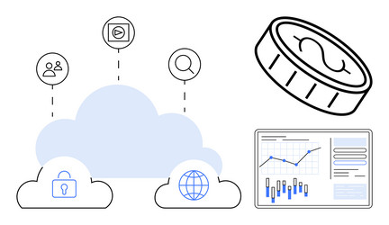 cloud computing and data analytics with financial vector image