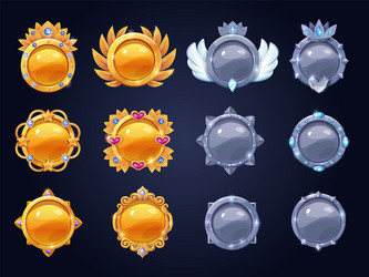 game medal frames round metal buttons user vector image