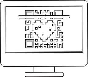 isolated qr code and computer design vector image