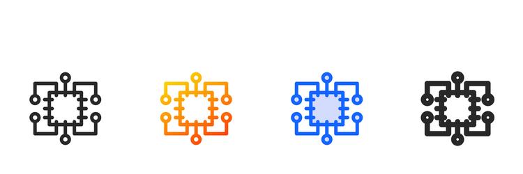 processor iconthin linear gradient blue stroke vector image