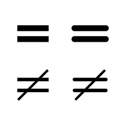 set of equal and not mathematics symbol vector image