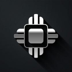 silver computer processor with microcircuits cpu vector image