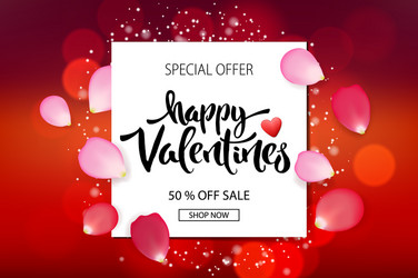 valentines day sale background with roses petals vector