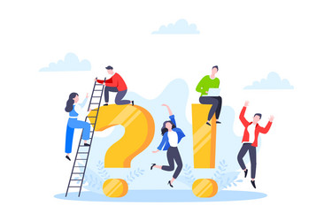 q and a or faq concept with tiny people characters vector image