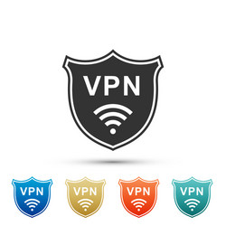 shield with vpn and wifi wireless internet network vector image