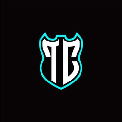 t c initial logo design with shield shape vector image