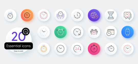 time and clock line icons timer alarm vector image