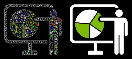 Flare mesh network pie chart public report icon vector