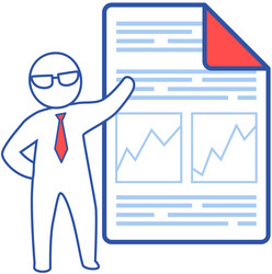 man analyses digital report with data statistical vector image