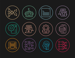 set line neural network cloud technology data vector image