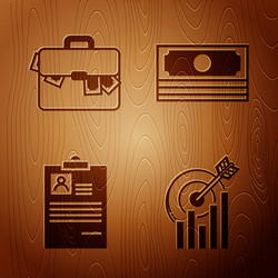 set target with graph chart briefcase and money vector image