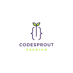 Code leaf sprout logo icon vector